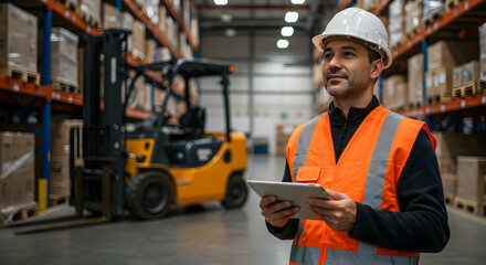 Warehouse Manager Inventory Control Logistics Distribution Center Supply Chain Management Efficiency Productivity Teamwork Operations Technology Tablet Digital