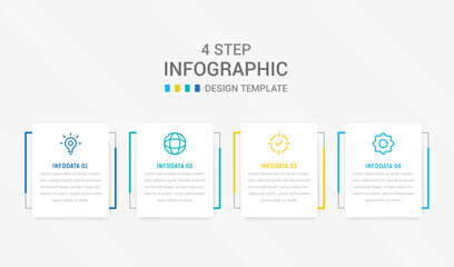 Obraz premium Four Step Infographic element design Vector template for presentation. process diagram and presentations step, workflow layout, banner, flow chart, info graphic vector illustration.