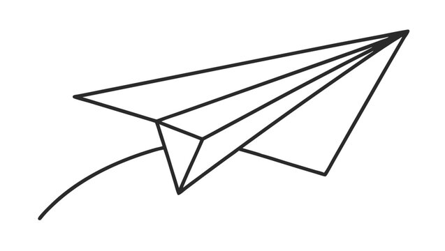 paper plane hand drawn single one line art style vector isolated on white background

