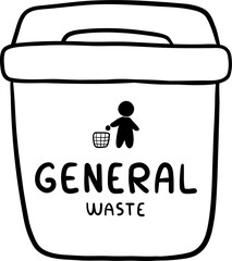 Recycle Trash Bin, General Waste Outline