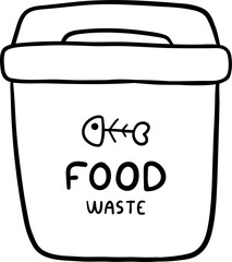 Recycle Trash Bin, Food Waste Outline