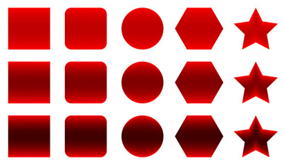 Red Highlighted Shape Vectors – Flat UI sets with Shadow Gradient