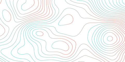 Topographic map background with geographic grid for hiking and mountain sport. modern design with white background and colorful wave line. topographic contour lines vector map seamless pattern vector. © Abdur Rahman Safin 
