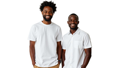Two Smiling Black Men in White Shirts - Stock Photo