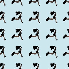 seamless pattern of running girls