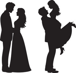Bride and Groom Wedding Silhouette

Just Married Couple Vector Art

Elegant Wedding Moment Illustration

Romantic Bride & Groom Pose

Classic Wedding Couple Silhouette