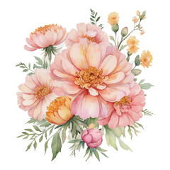 Marigold flowers bouquet transparent background