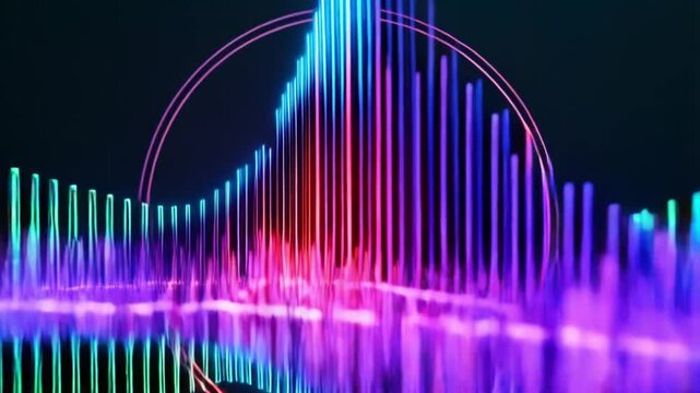 This sentence captures the abstract, vibrant, and tech-inspired feel from both the description and tags