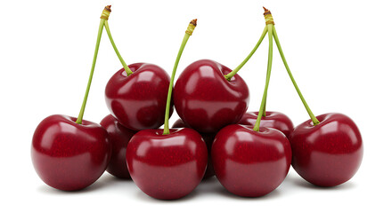 Vibrant collection of freshly picked cherries isolated against a clean background