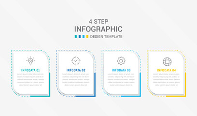 Four Step Infographic element design Vector template for presentation. process diagram and presentations step, workflow layout, banner, flow chart, info graphic vector illustration.