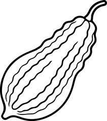 bitter gourd outline coloring book page line art vector illustration