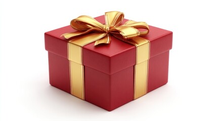 Fototapeta premium Red gift box with gold ribbon (1)
