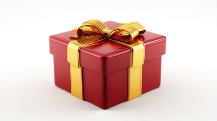 Red gift box with gold ribbon
