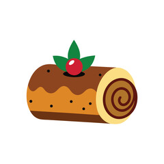 yule log cake vector art illustration on white background