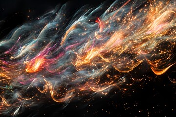 Abstract fiery cosmic swirls of light and energy