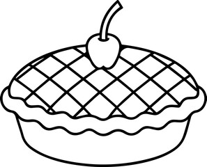 cherry pie outline coloring book page line art vector illustration