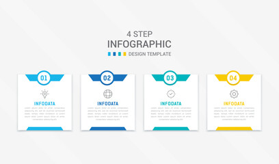 Four Step Infographic element design Vector template for presentation. process diagram and presentations step, workflow layout, banner, flow chart, info graphic vector illustration.