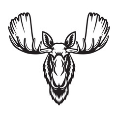 Moose Head with Antlers – Vector Illustration