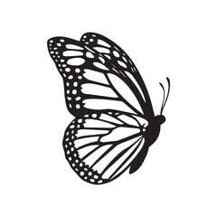 Side View Butterfly Silhouette – Vector Illustration