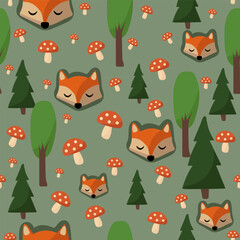  Muted Woodland Fox Pattern