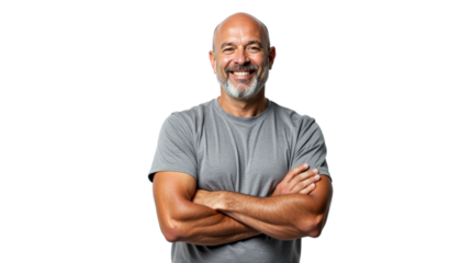 Happy Mature Man with Arms Crossed, Isolated on Isolated Background