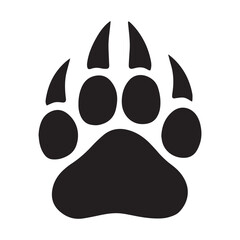 Bear Paw Print with Claws – Vector Illustration