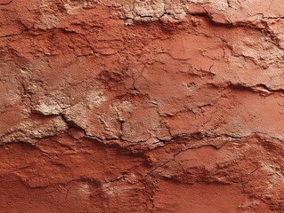 Fototapeta premium Red Clay Texture: A close-up shot reveals the intricate texture of red clay, showcasing its cracks, crevices, and earthy tones.