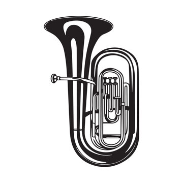 Tuba Silhouette &ndash; Brass Wind Instrument Vector for Music Design