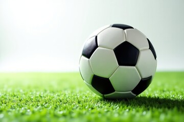 Fototapeta premium High-angle shot, football centered on white backdrop , clean background, sports equipment