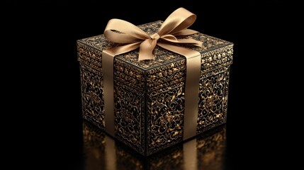 Luxurious gift box with intricate gold design