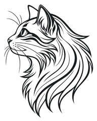 Obraz premium Elegant Cat Head Line Art Illustration
