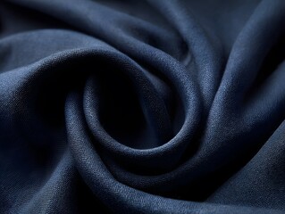 Draped Textile: A mesmerizing display of luxurious, deep blue fabric cascades in elegant folds, showcasing its soft texture and rich color, evoking a sense of tactile sensuality and refined elegance.