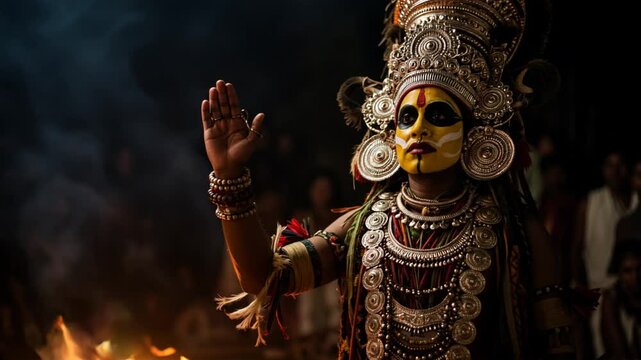 Hyperlocal World Traditions, India, Teyam ritual: sacred gesture and ritual costume      