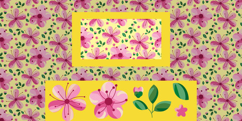 floral pattern design flower particles with leaves and buds