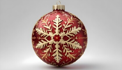 Fototapeta premium A beautiful, close-up shot of a red and gold snowflake designed Christmas ornament.