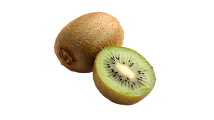 Obraz premium Kiwi Isolated on White – Whole and Sliced Tropical Fruit