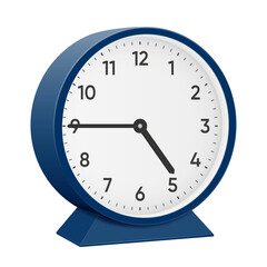 Its a quarter to five, a quarter to 5, 45 past 4, 45 minutes past 4, 15 to 5, 04 45, 16 45, 4 45 am, 4 45 pm, 15 minutes to 5 oclock. Realistic 3d illustration dark blue table clock png transparent