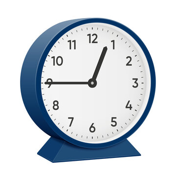 Its a quarter to one, a quarter to 1, 45 past 12, 45 minutes past 12, 15 to 1, 12 45, 00 45, 12 45 am, 12 45 pm, 15 minutes to 1 oclock. Realistic 3d illustration dark blue table clock png transparent