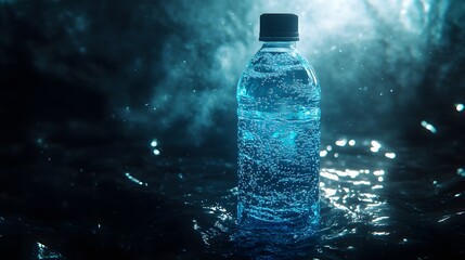 Clear bottle of water capturing the essence of refreshment and hydration in a simple and elegant presentation