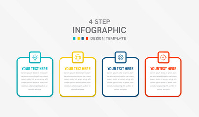Four Step Infographic element design Vector template for presentation. process diagram and presentations step, workflow layout, banner, flow chart, info graphic vector illustration.