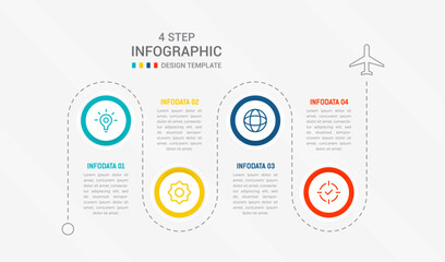 Four Step Infographic element design Vector template for presentation. process diagram and presentations step, workflow layout, banner, flow chart, info graphic vector illustration.