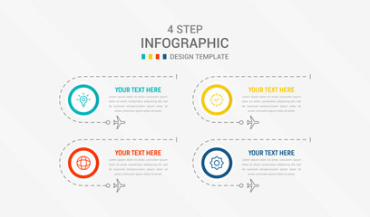 Four Step Infographic element design Vector template for presentation. process diagram and presentations step, workflow layout, banner, flow chart, info graphic vector illustration.