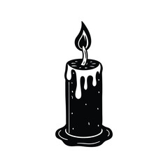 Minimalist Candle Illustration with Wax Drips and Flame