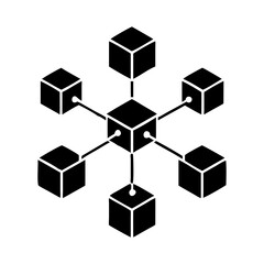 Interconnected Cubes Structure Representing a Network or Distributed System with Central Node