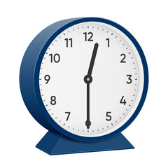 It is half past twelve, half past 12, 30 minutes past 12, 12 30, 00 30, 12 30 am, 12 30 pm, 30 minutes to 1 oclock. Realistic 3d illustration dark blue table clock png transparent