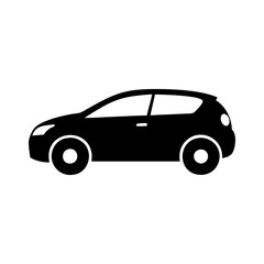 Fototapeta premium Simple black silhouette of a hatchback car isolated on white background