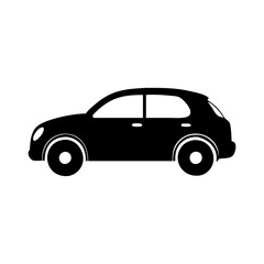 Fototapeta premium Simple Black Silhouette of a Modern TwoDoor Car on White Background