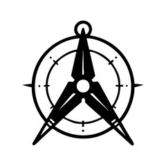 Abstract Compass Rose Design in Black and White for Navigation Symbolism