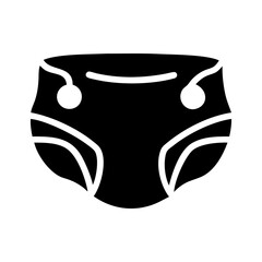 Baby Diaper Icon in Black and White Minimalist Style Depiction