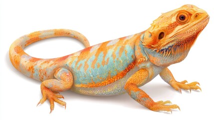 Vibrant orange and teal lizard